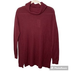 Vineyard Vines Burgundy/Maroon Textured Stitch Cowl Neck Merino Wool Sweater